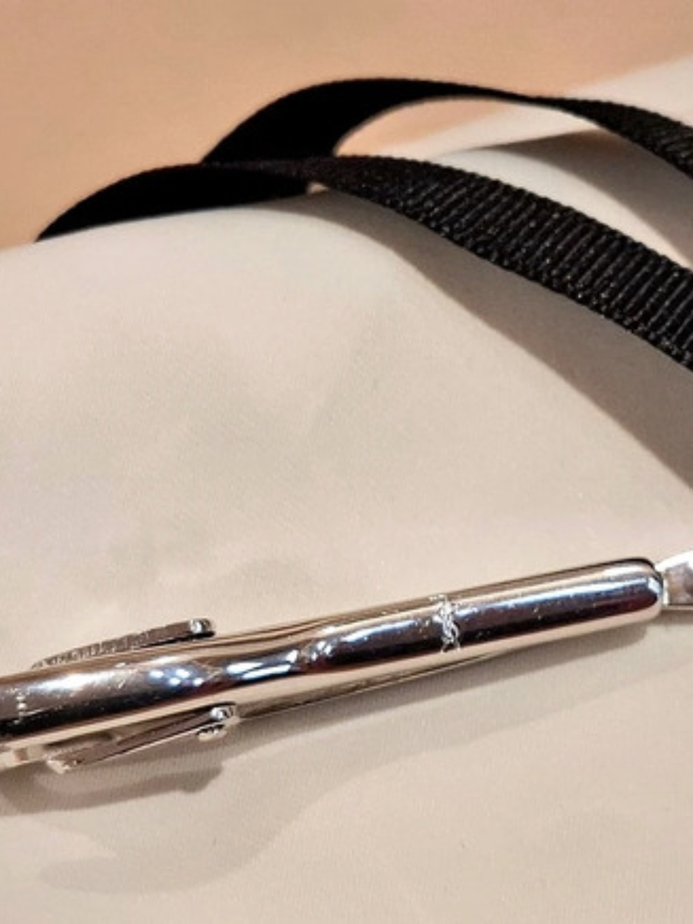 Yves Saint Laurent Silver & Black Tie Clip